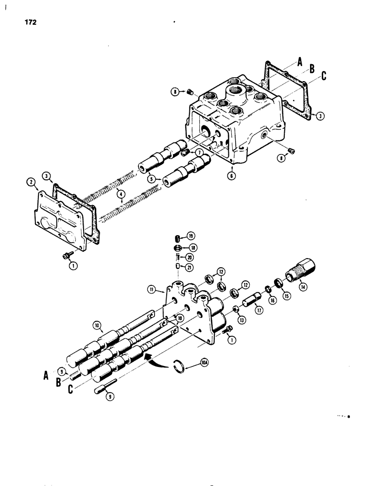 Схема запчастей Case 850B - (172) - TRANSMISSION CONTROL VALVE (03) - TRANSMISSION