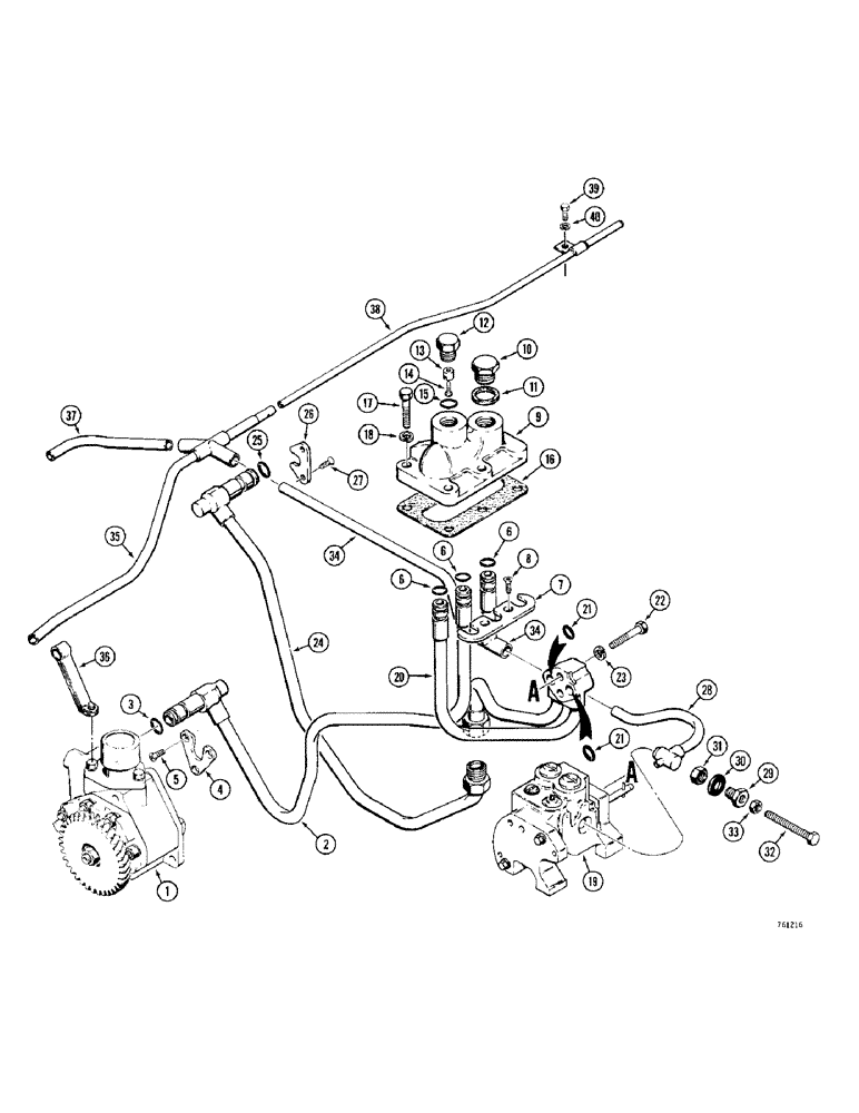 Схема запчастей Case 380CK - (106) - SELECTAMATIC HYDRAULIC CIRCUIT, OIL DISTRIBUTION LINES (08) - HYDRAULICS