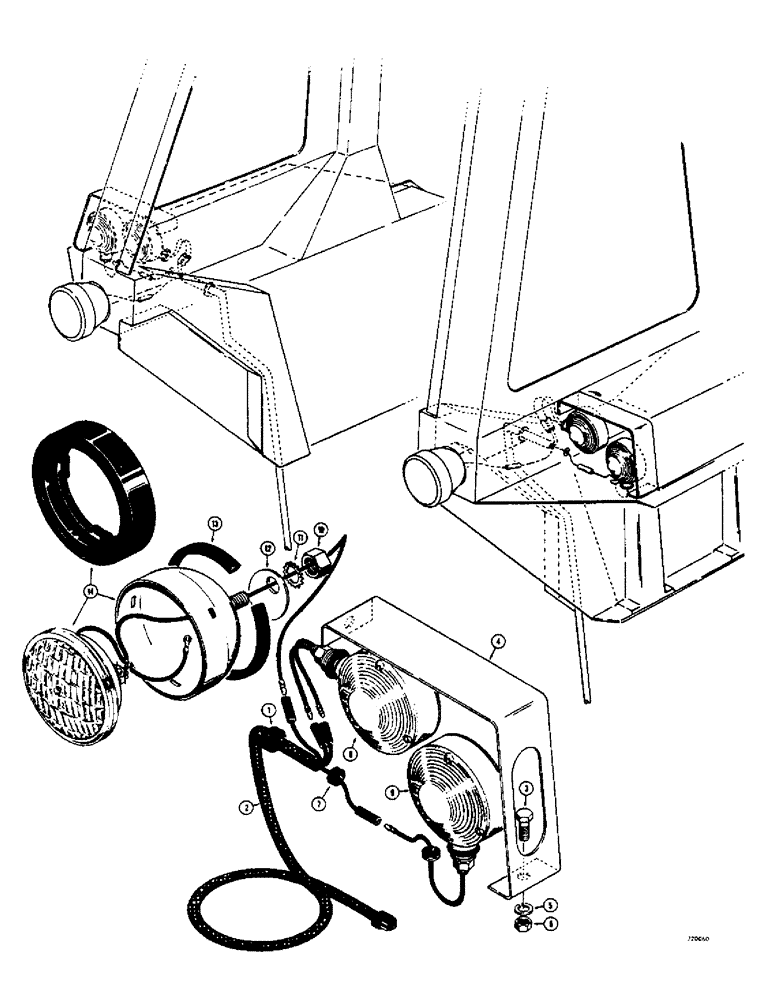 Схема запчастей Case 580B - (192) - OPERATORS CAB, CAB MOUNTED LIGHTS (09) - CHASSIS/ATTACHMENTS