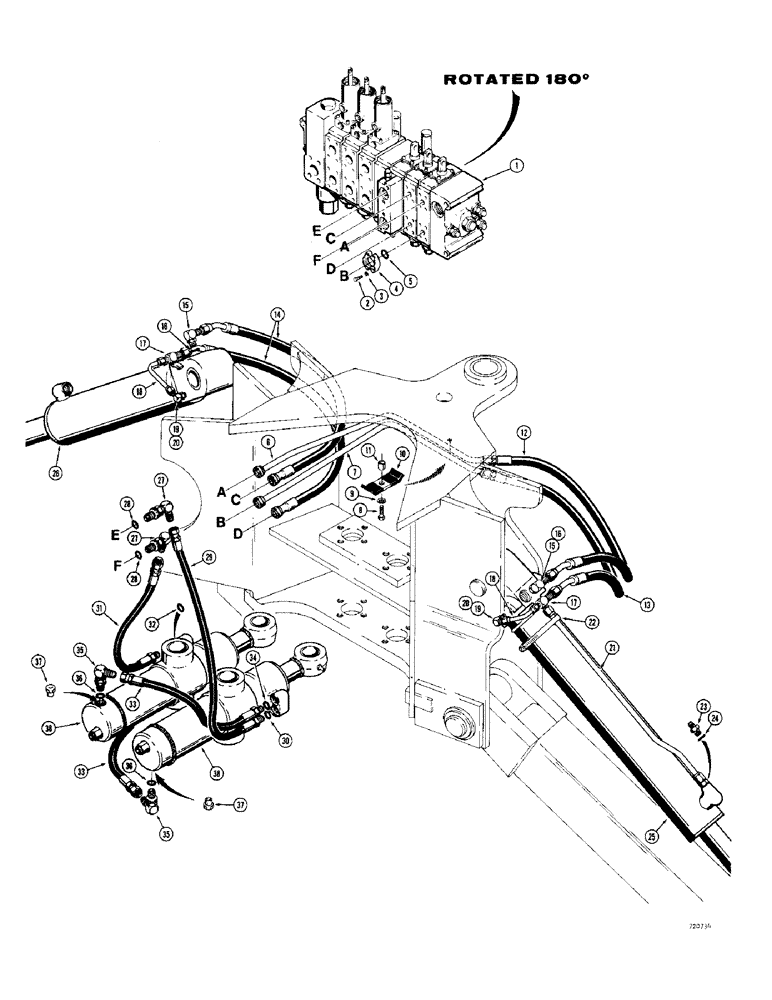 Схема запчастей Case 780 - (298) - BACKHOE SWING & STABILIZER HYD CIRCUITS, TRAC SN 5500550 & AFT (08) - HYDRAULICS