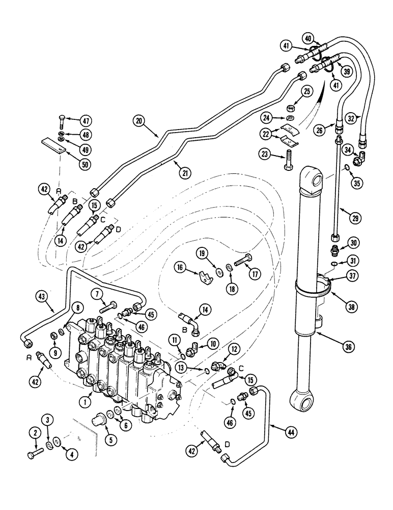 Схема запчастей Case 580SK - (8-228) - HYDRAULIC CIRCUIT EXTENDABLE DIPPER, NOT FOR PRESTIGE, SIDESHIFT BACKHOE (08) - HYDRAULICS