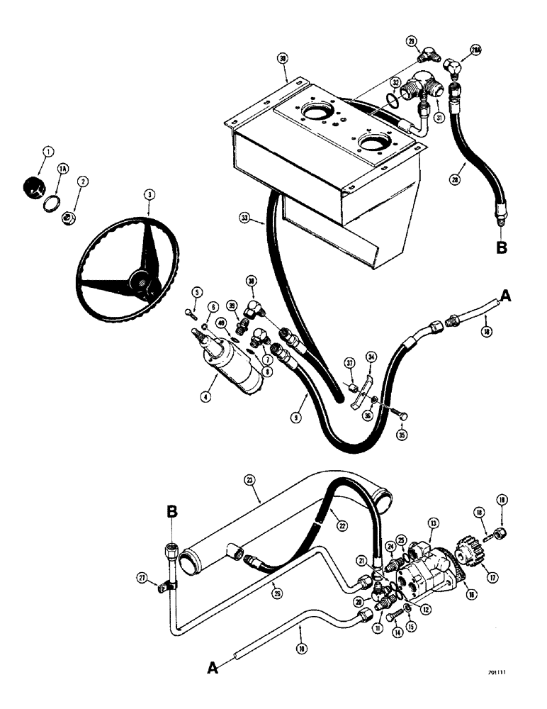 Схема запчастей Case 680CK - (104) - STEERING WHEEL AND POWER STEERING HYDRAULICS (41) - STEERING