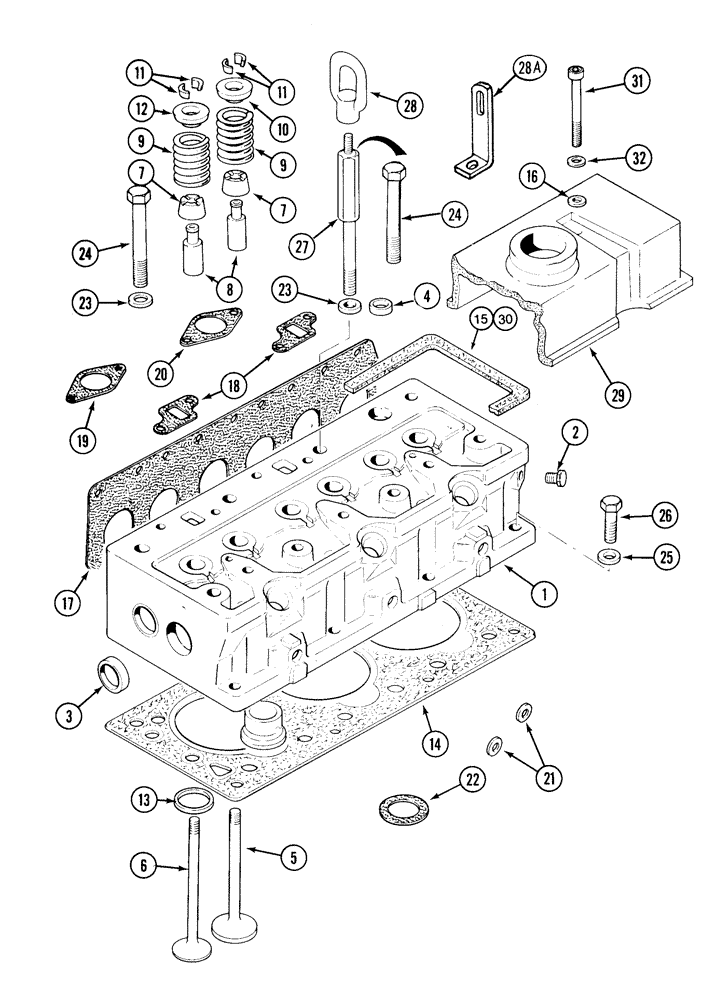 Схема запчастей Case 1835C - (2-50) - CYLINDER HEAD, COVER AND VALVES, TM-20 GASOLINE ENGINE (02) - ENGINE