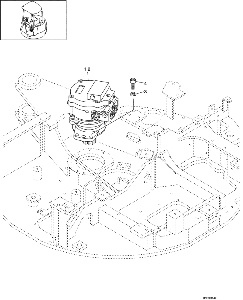 Схема запчастей Case CX36 - (08-31[00]) - MOUNTING - SWING MOTOR (08) - HYDRAULICS