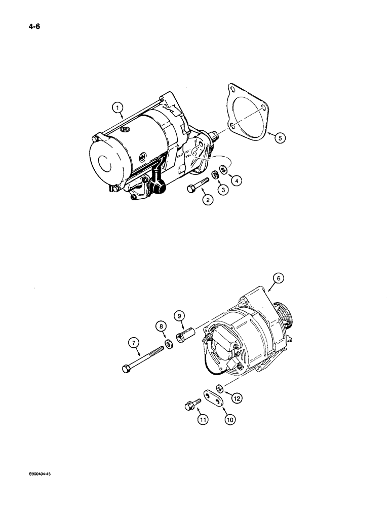 Схема запчастей Case 1085C - (4-06) - STARTER AND ALTERNATOR MOUNTING (04) - ELECTRICAL SYSTEMS