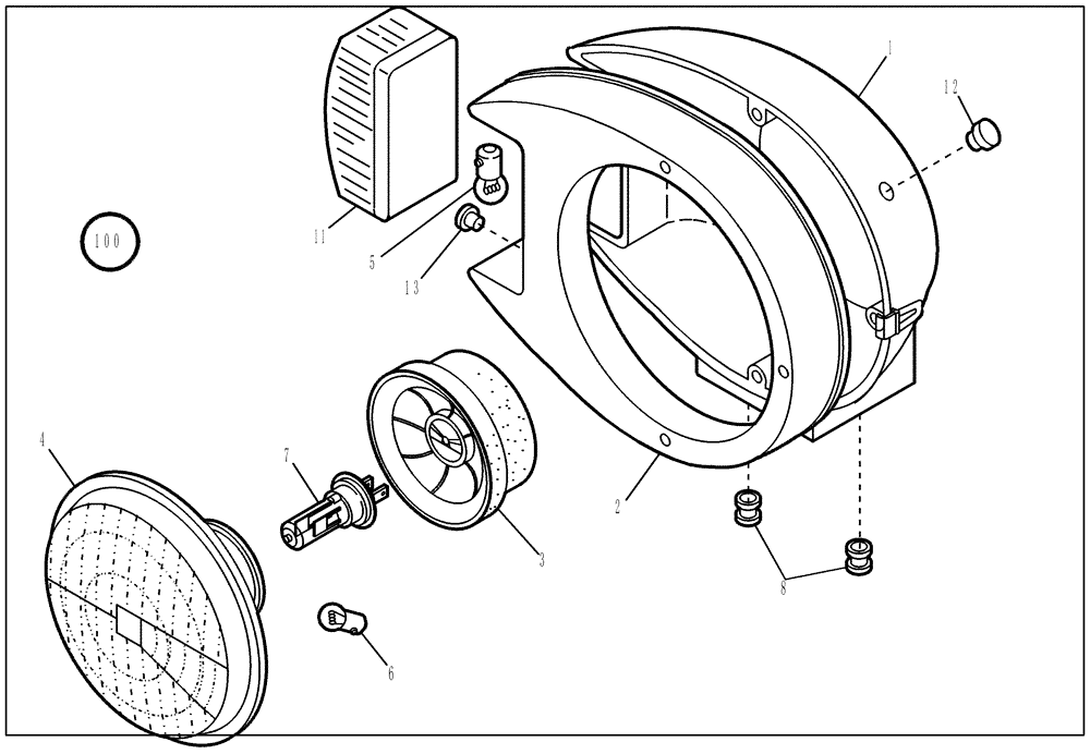 Схема запчастей Case 21D - (32.201[001]) - ILLUMINATION FRONT MOUNTING PARTS RIGHT-HAND (S/N 561101-UP) No Description