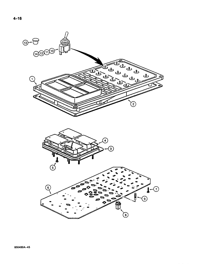 Схема запчастей Case 125B - (4-16) - ELECTRICAL CONTROL PANEL, P.I.N. 74251 THRU 74963, 21801 THRU 21868, 26801 AND AFTER (04) - ELECTRICAL SYSTEMS