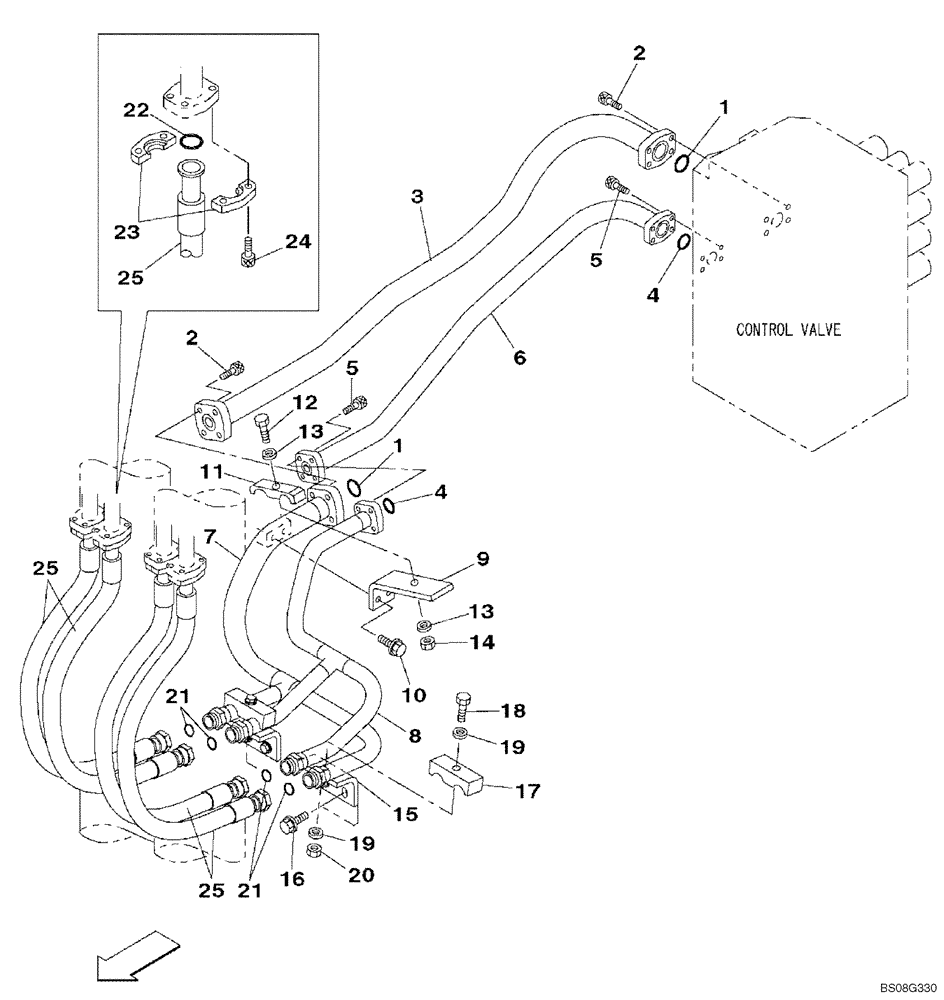 Схема запчастей Case CX470B - (08-09) - HYDRAULICS - BOOM (08) - HYDRAULICS