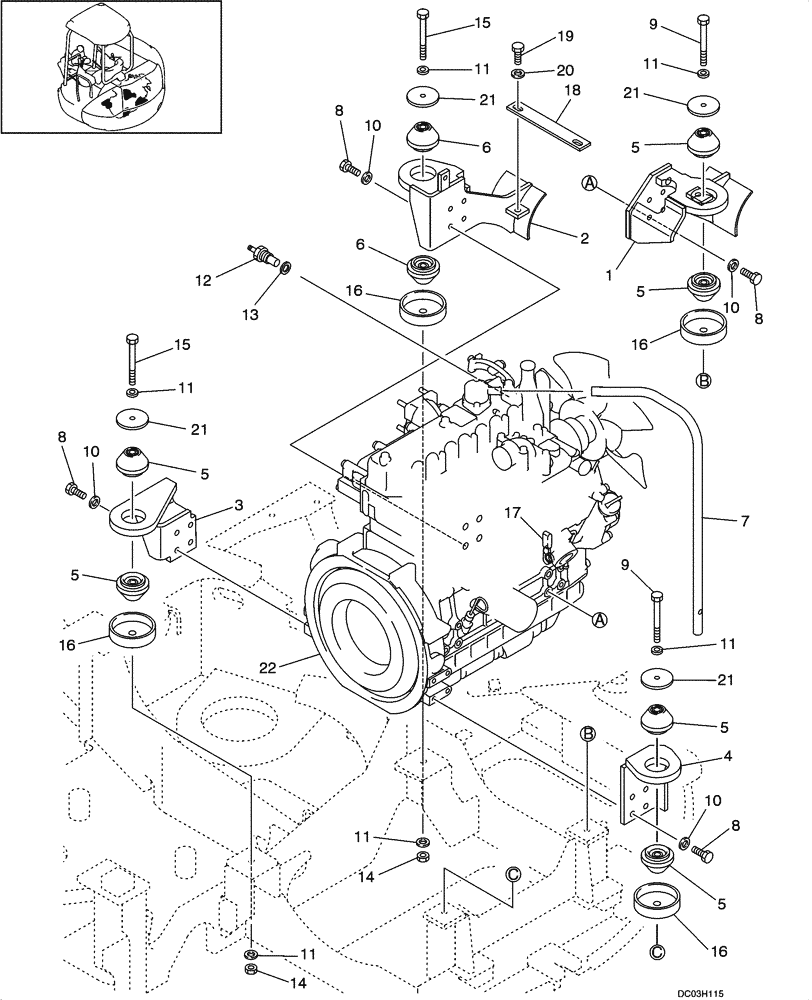 Схема запчастей Case CX47 - (02-01[00]) - ENGINE, MOUNTING (02) - ENGINE