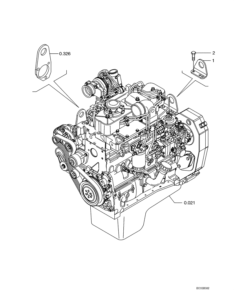 Схема запчастей Case 521D - (0.450[01]) - ENGINE - LIFT HOOK (02) - ENGINE