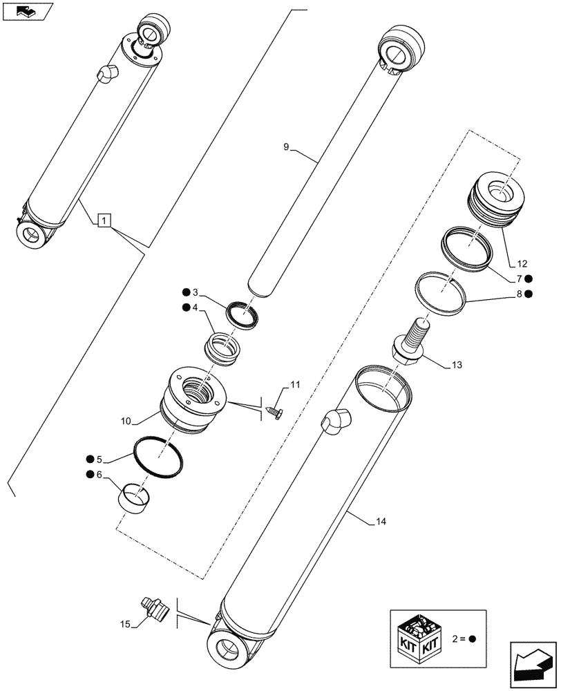 Схема запчастей Case 590SN - (35.703.0103) - STABILIZER CYLINDER, LH, COMPONENTS (35) - HYDRAULIC SYSTEMS