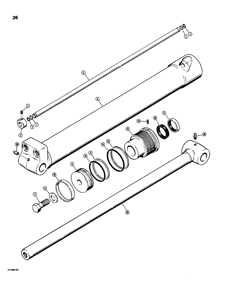 Схема запчастей Case D130 - (9-26) - G34174 BOOM AND DIPPER ARM CYLINDER, HAS THREADED GLAND 