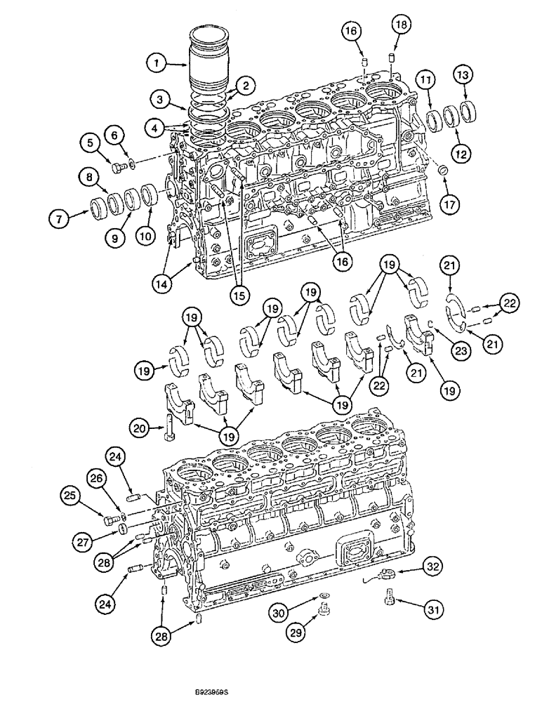 Схема запчастей Case 9060B - (2-42) - CYLINDER BLOCK ASSEMBLY, 6D22-TC ENGINE (02) - ENGINE