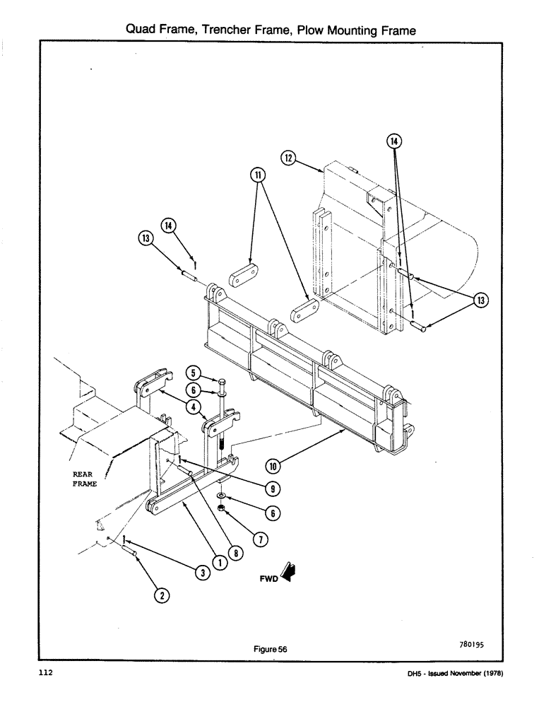 Схема запчастей Case DH5 - (112) - QUAD FRAME, TRENCHER FRAME, PLOW MOUNTING FRAME (89) - TOOLS