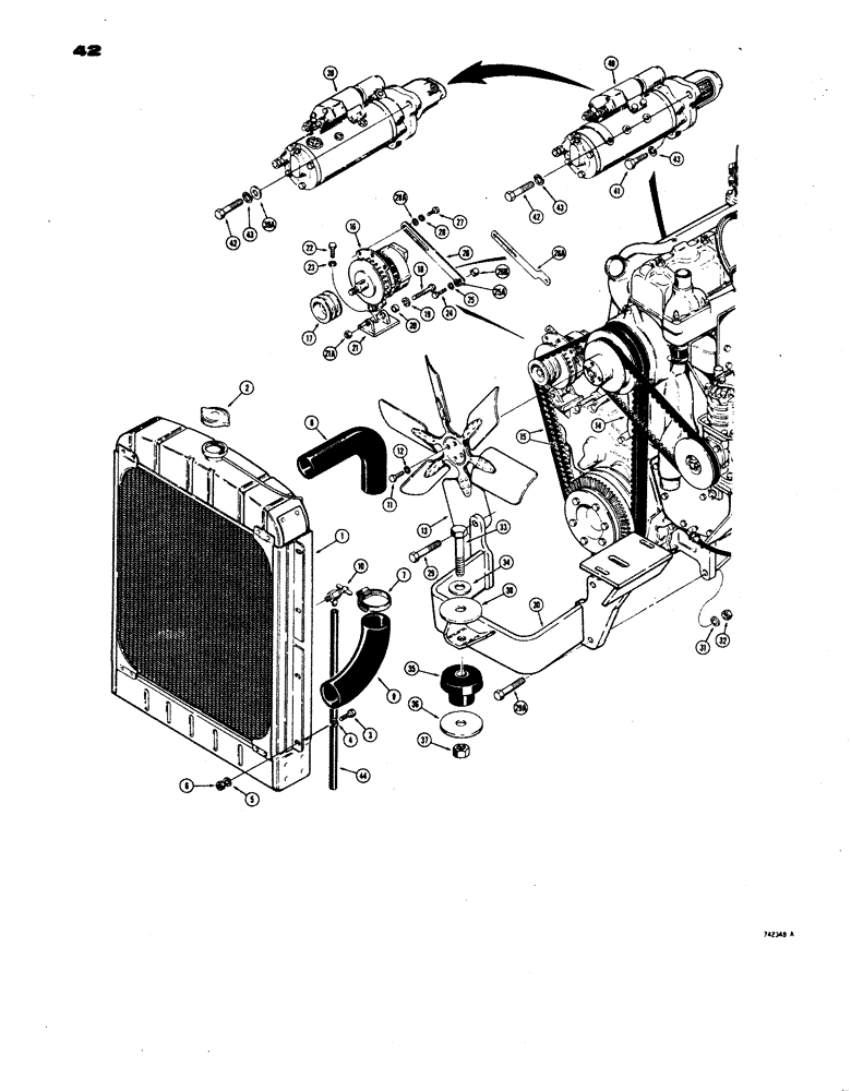 Схема запчастей Case W24B - (042) - ENGINE, RADIATOR AND RELATED PARTS (02) - ENGINE