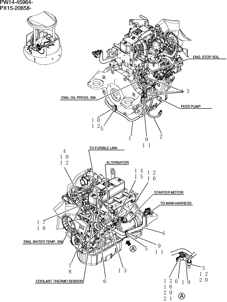 Схема запчастей Case CX31B - (325-01[1]) - HARNESS ASSEMBLY, ENGINE (00) - GENERAL & PICTORIAL INDEX