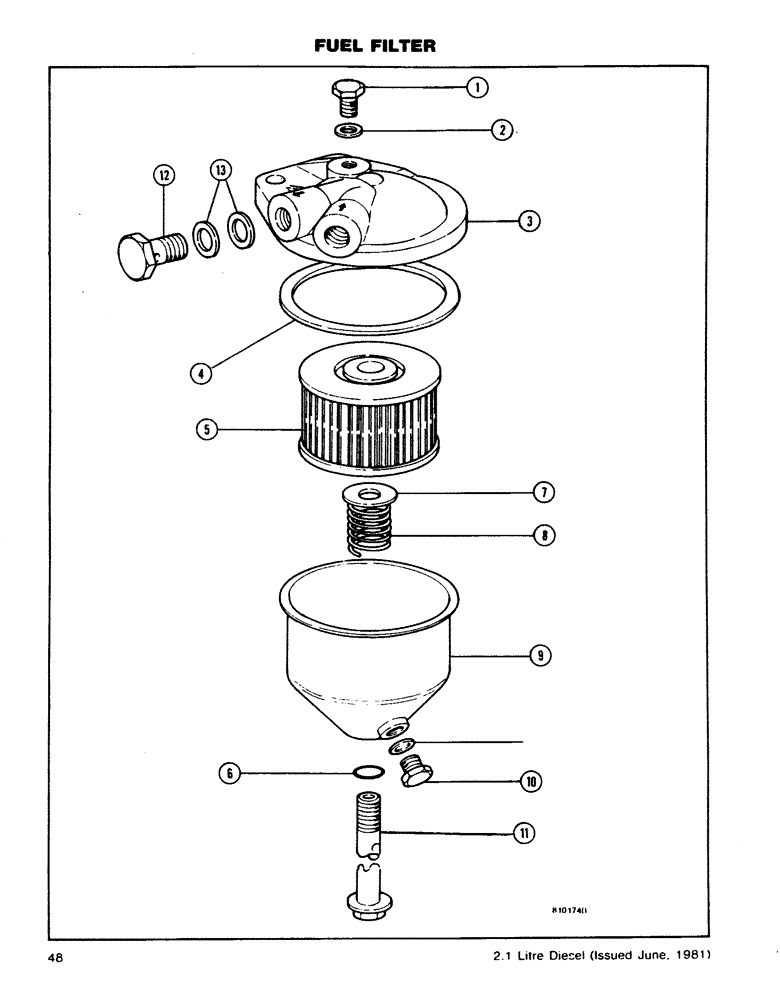 Схема запчастей Case DH4B - (48) - FUEL FILTER (10) - ENGINE