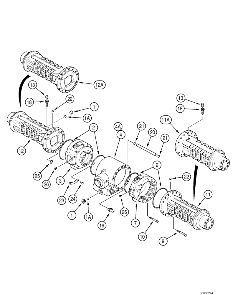 Схема запчастей Case 580SM - (06-40) - AXLE, REAR DRIVE - HOUSING (06) - POWER TRAIN