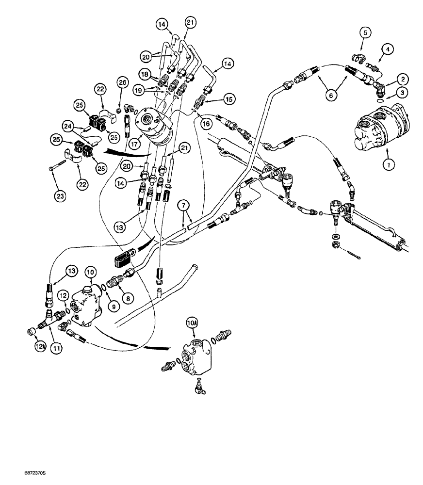 Схема запчастей Case 760 - (05-014) - FRONT STEERING HYDRAULIC CIRCUIT, MODELS WITHOUT ELECTRONIC STEERING (41) - STEERING