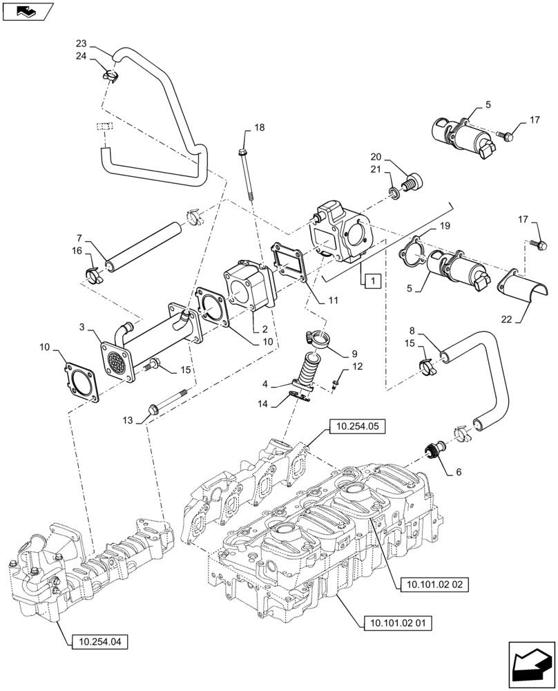 Схема запчастей Case TR320 - (10.408.01) - HEAT EXCHANGER - ENGINE - EGR GROUP (504386959) (10) - ENGINE