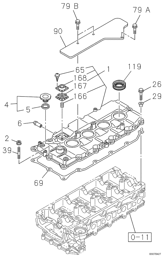 Схема запчастей Case CX130B - (02-09) - COVER - CYLINDER HEAD (02) - ENGINE