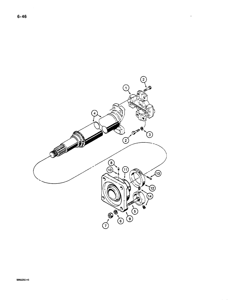 Схема запчастей Case W14C - (6-46) - FRONT AXLE DRIVESHAFT (06) - POWER TRAIN