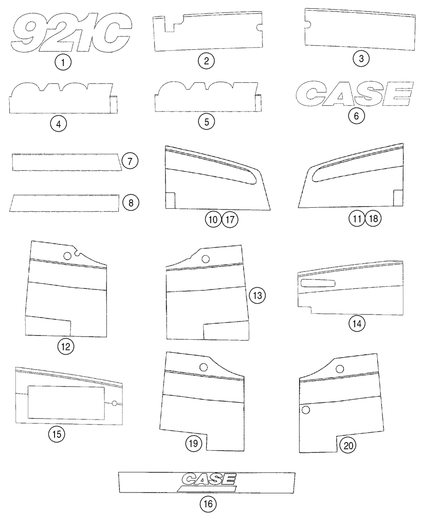 Схема запчастей Case 921C - (09-73) - DECALS (09) - CHASSIS