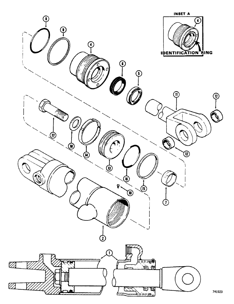 Схема запчастей Case 800 - (098) - G33916 STEERING CYLINDER, GLAND HAS IDENTIFICATION RING (13) - STEERING SYSTEM