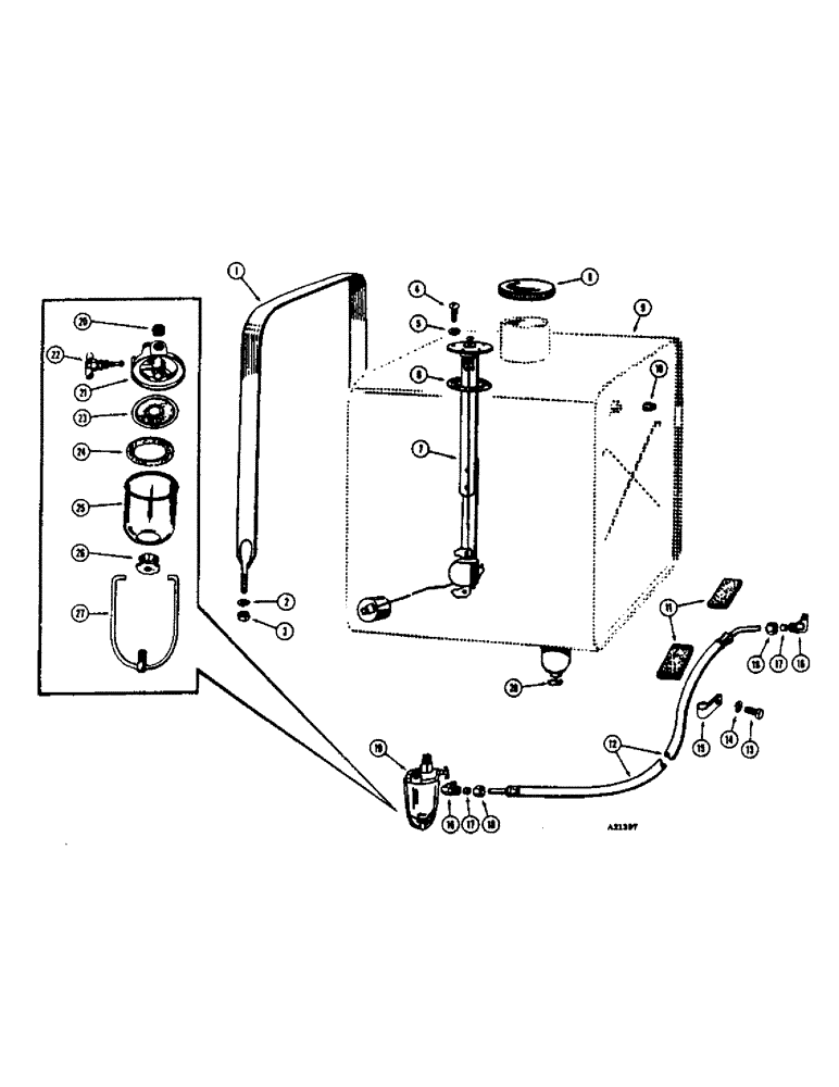 Схема запчастей Case W7E - (144) - FUEL TANK, GAS ENGINE (03) - FUEL SYSTEM