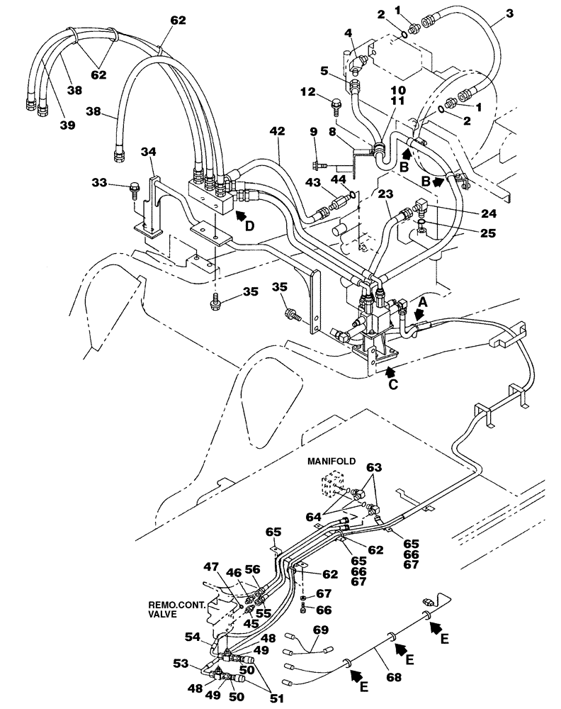 Схема запчастей Case CX350 - (08-145-02[01]) - HYDRAULIC CIRCUIT, SMALL FLOW (08) - HYDRAULICS