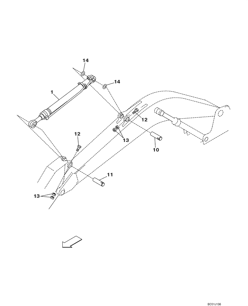 Схема запчастей Case CX290 - (09-47) - ARM CYLINDER - MOUNTING (09) - CHASSIS