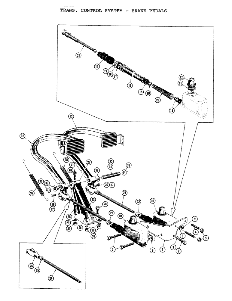 Схема запчастей Case 1000C - (116) - TRANSMISSION CONTROL SYSTEM, BRAKE PEDALS, USED UP TO SERIAL NUMBER 7101201 (03) - TRANSMISSION