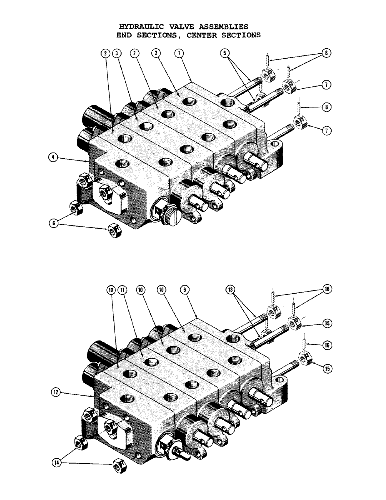 Схема запчастей Case 1000C - (342) - HYDRAULIC VALVE ASSEMBLIES, ENDS SECTION, CENTER SECTIONS (07) - HYDRAULIC SYSTEM