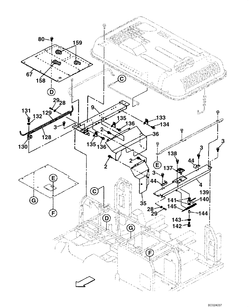 Схема запчастей Case CX290 - (09-09) - HOOD, ENGINE - SUPPORTS (09) - CHASSIS