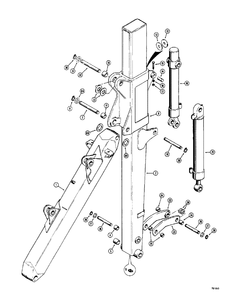 Схема запчастей Case 33 - (086) - HYDRAULIC EXTENDABLE DIPPER, TWO FOOT EXTENSION MECHANICAL PARTS 