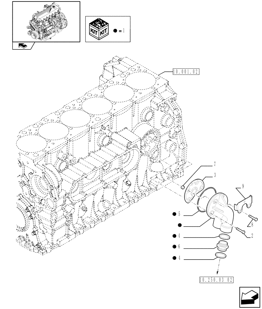 Схема запчастей Case F2CE9684U E151 - (10.206.02) - FILTER ENGINE OIL (504221058) (01) - ENGINE