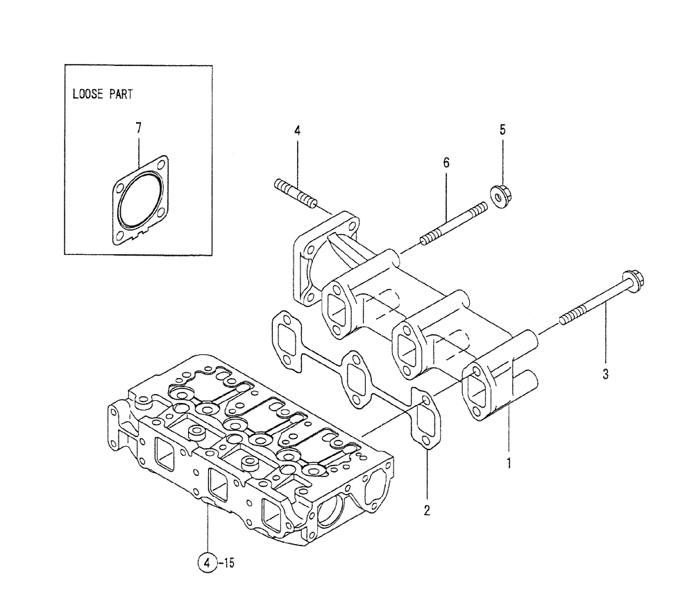 Схема запчастей Case CX27B PV13 - (08-006) - EXHAUST MANIFOLD ENGINE COMPONENTS