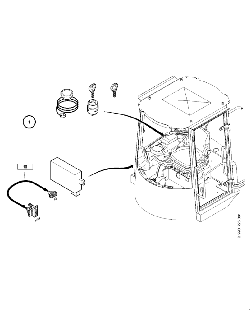 Схема запчастей Case 21E - (32.880[2990725000]) - ANTI-THEFT DECICE INSTALLATION (55) - ELECTRICAL SYSTEMS