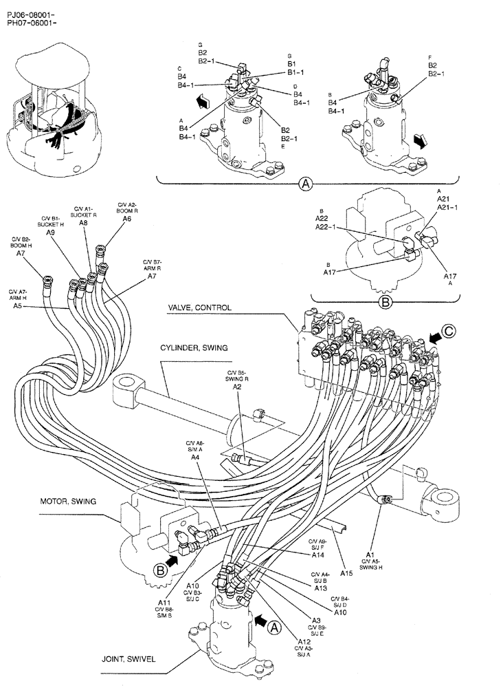 Схема запчастей Case CX50B - (01-027) - HYD LINES, UPP (PY03H00014F1 & PH19H00009F1) (05) - SUPERSTRUCTURE