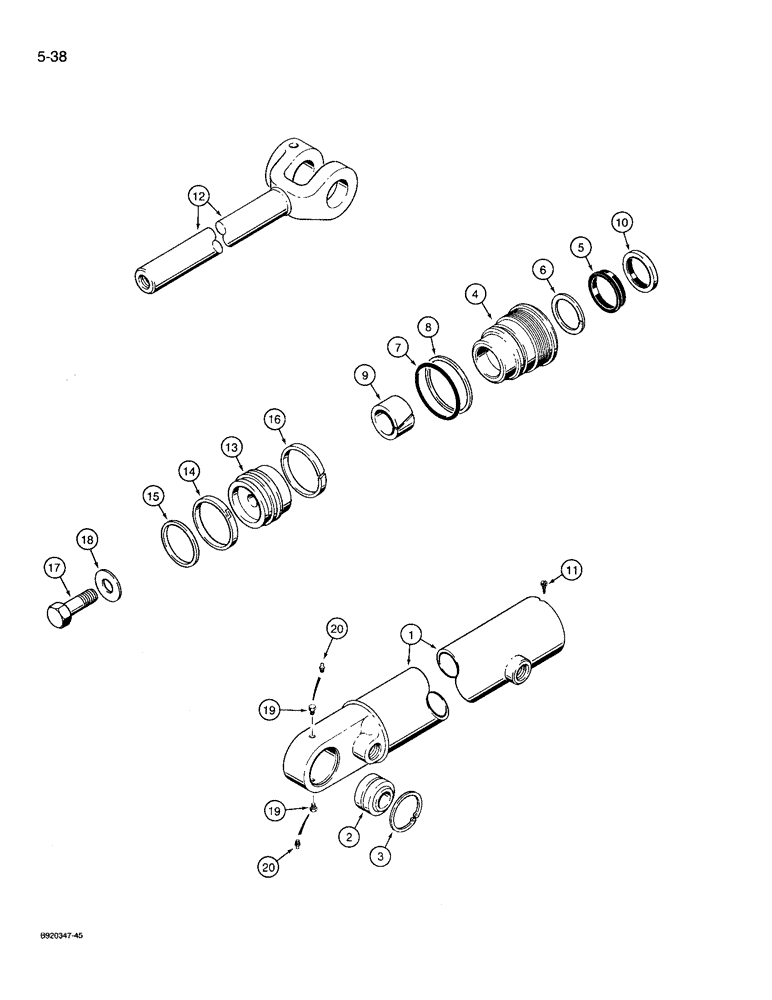 Схема запчастей Case 721 - (5-38) - STEERING CYLINDER (05) - STEERING