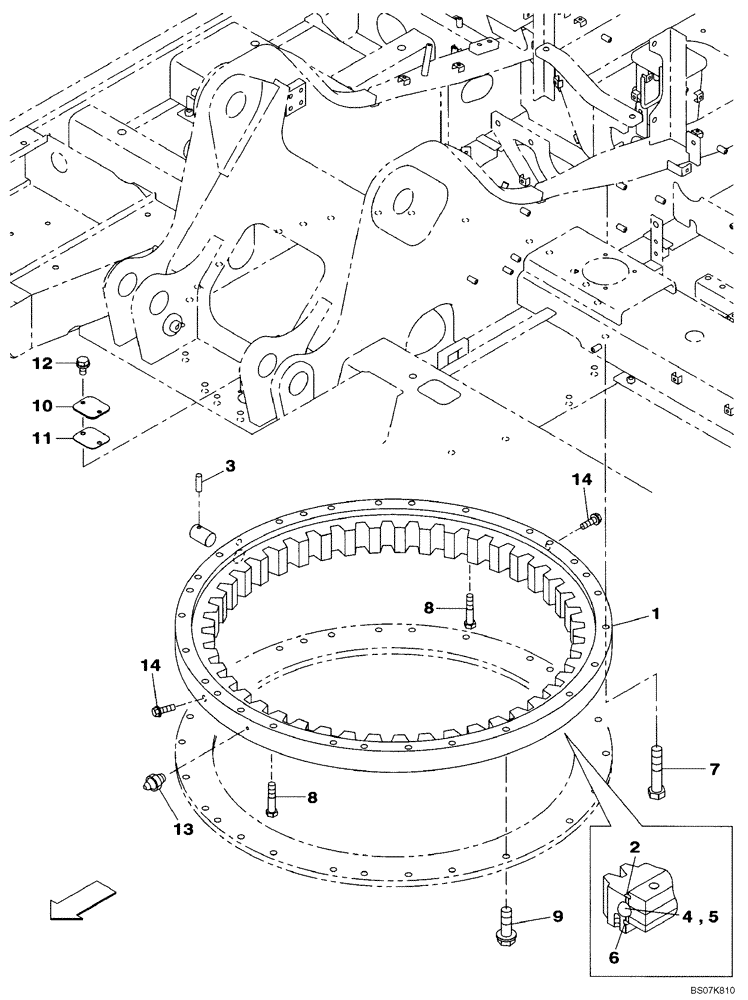 Схема запчастей Case CX135SR - (09-01) - TURNTABLE BEARING (09) - CHASSIS/ATTACHMENTS