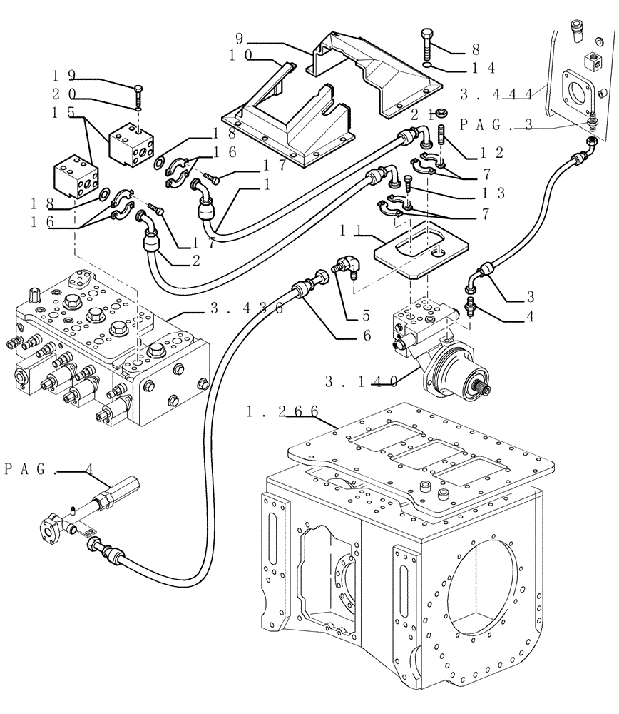 Схема запчастей Case 1850K - (3.434[05]) - HYDRAULIC SYSTEM PIPING (07) - HYDRAULIC SYSTEM/FRAME