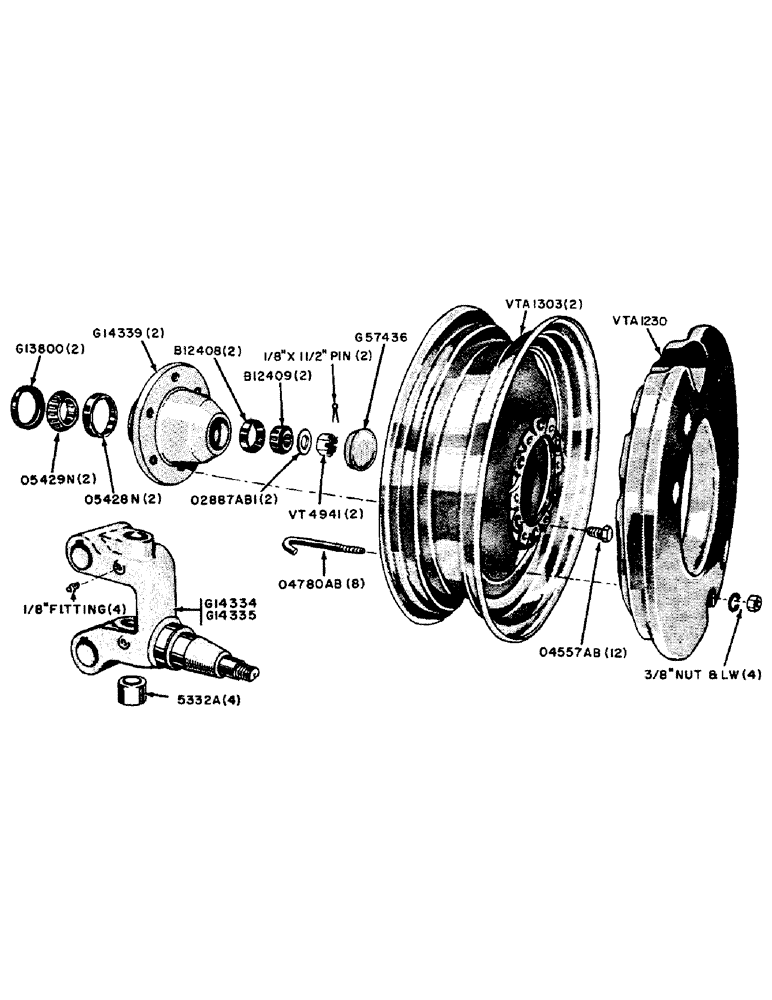 Схема запчастей Case 320 - (083) - FRONT WHEEL, HUB AND SPINDLE, HEAVY DUTY (05) - STEERING