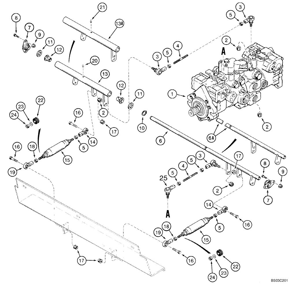 Схема запчастей Case 1840 - (06-05) - TANDEM PUMP LINKAGE (06) - POWER TRAIN