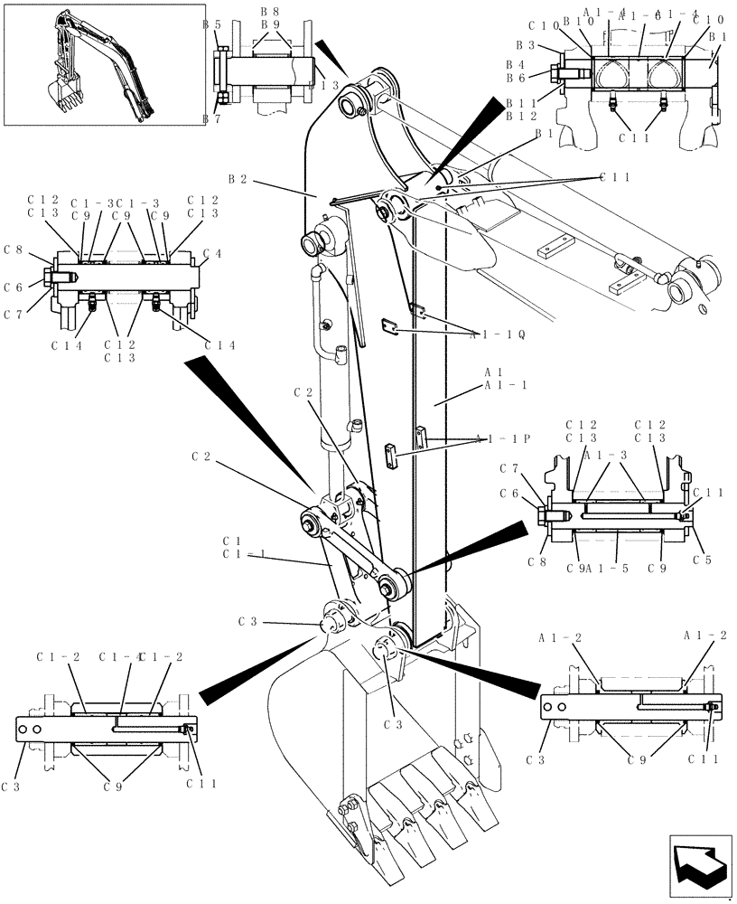 Схема запчастей Case CX31B - (866-01[1]) - ARM (1,47M) (84) - BOOMS, DIPPERS & BUCKETS