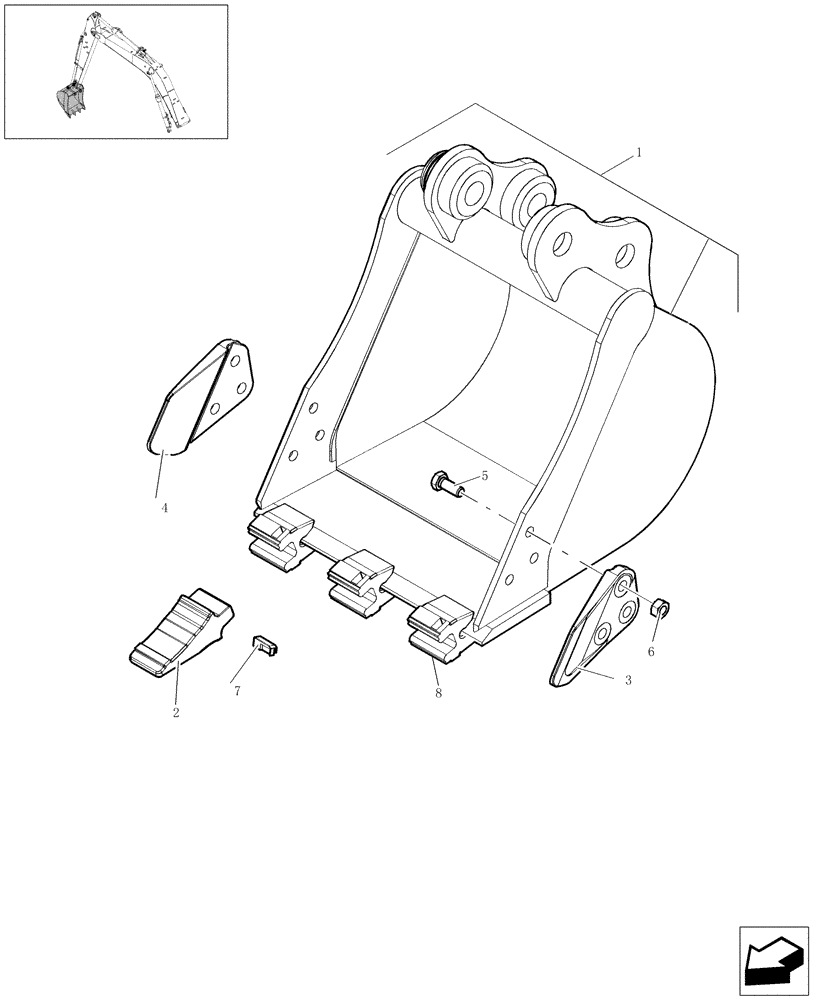 Схема запчастей Case CX31B - (674-01[1]) - BUCKET (84) - BOOMS, DIPPERS & BUCKETS