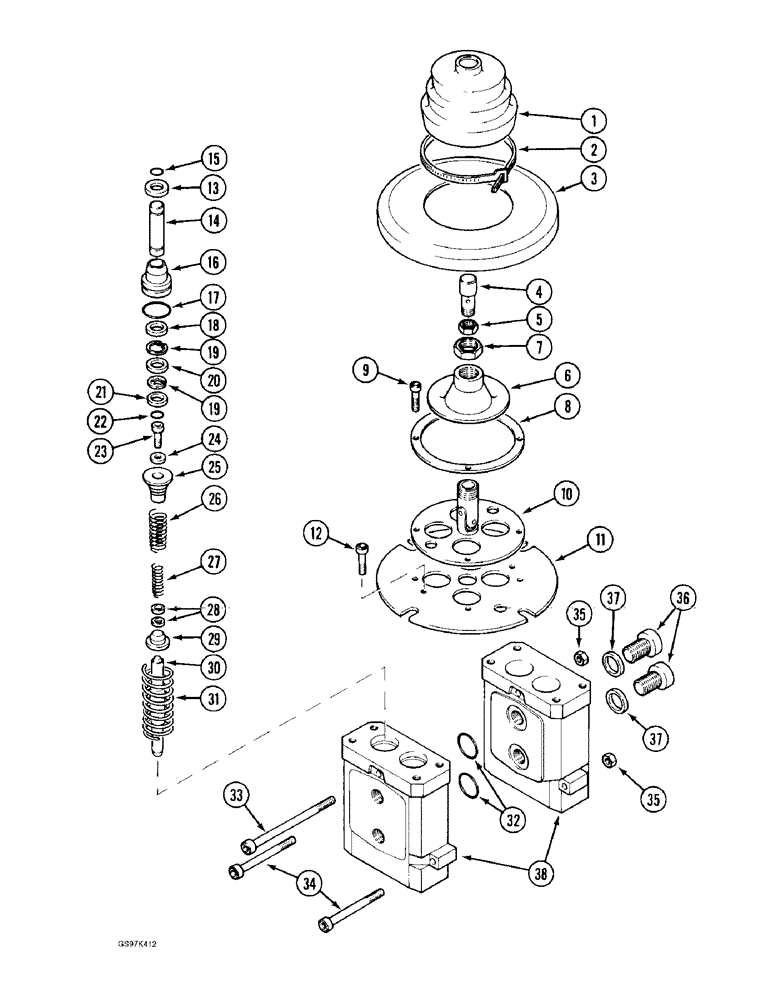 Схема запчастей Case 170C - (8-126) - HAND CONTROL VALVE, MONSUN-TISON MANUFACTURED (08) - HYDRAULICS