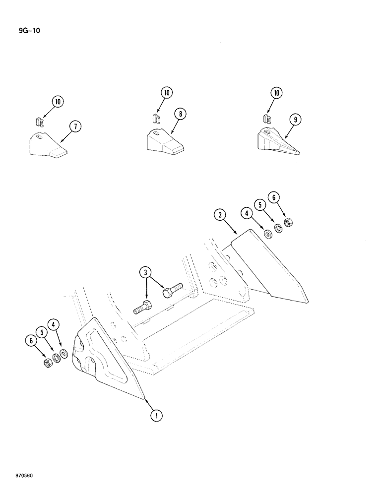 Схема запчастей Case 688 - (9G-10) - BUCKET TEETH AND SIDE CUTTING EDGES (09) - CHASSIS