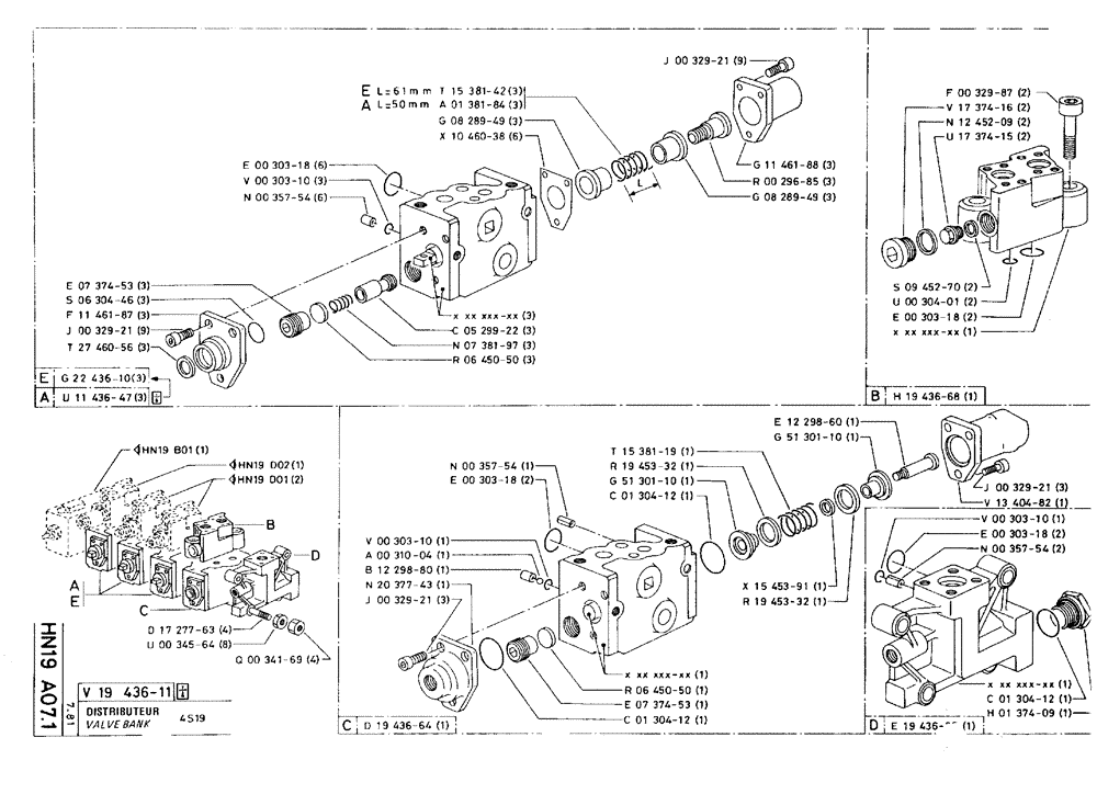 Схема запчастей Case 75C - (HN19 A07.1) - VALVE BANK - 4S19 (07) - HYDRAULIC SYSTEM