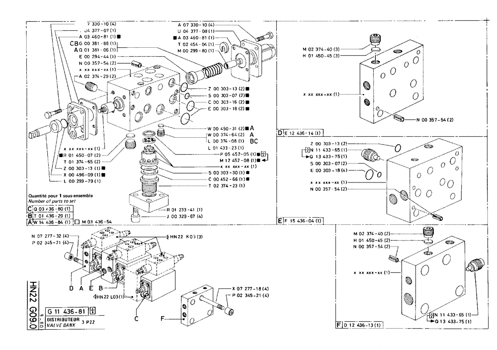 Схема запчастей Case 75C - (HN22 G09.0) - VALVE BANK - 3 P22 (07) - HYDRAULIC SYSTEM